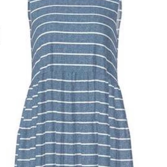 Elaina top from LulaRoe size large, denim blue and off white stripe - Picture 2 of 2